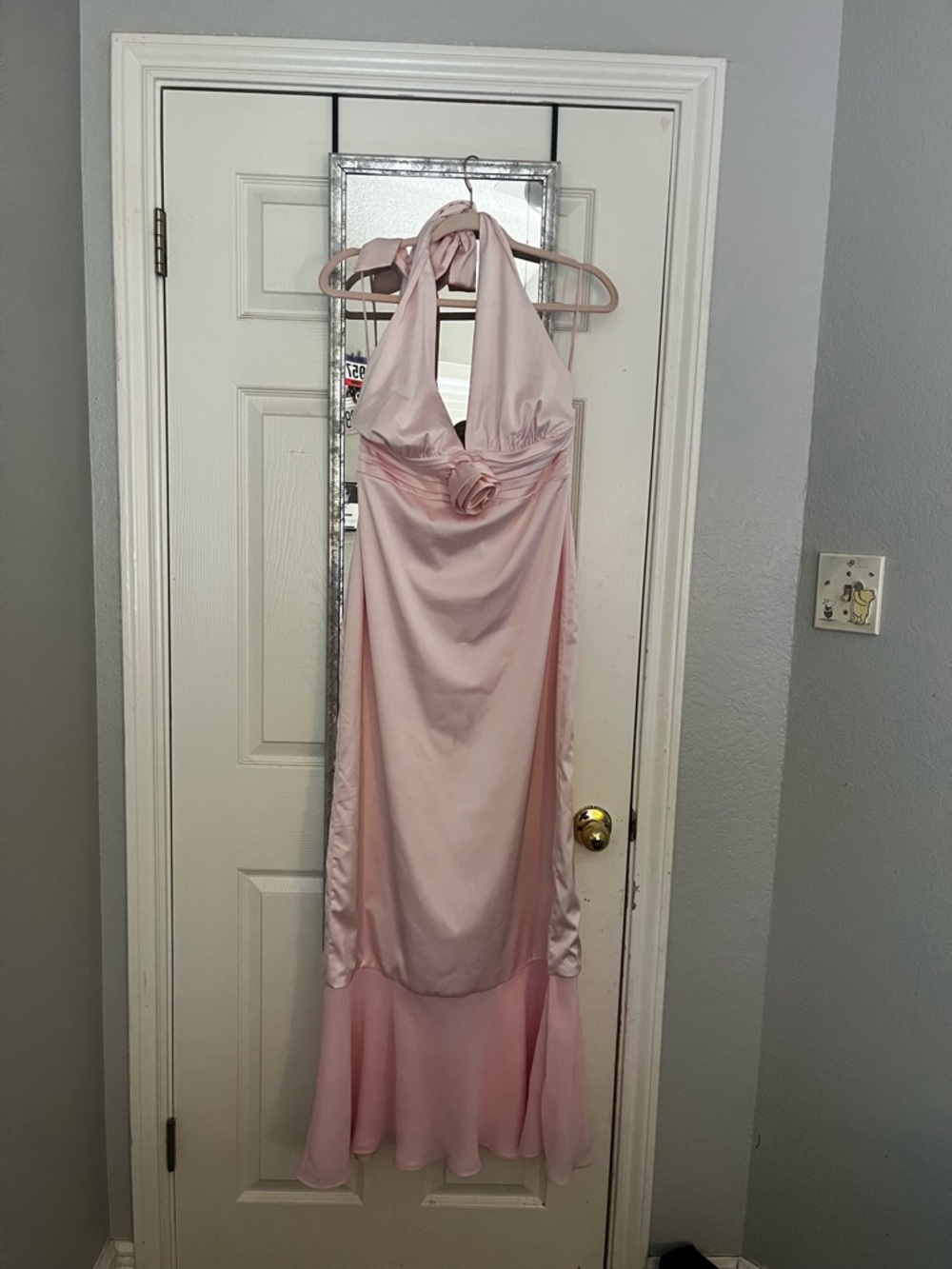 Satin Maxi Dress in Light Pink